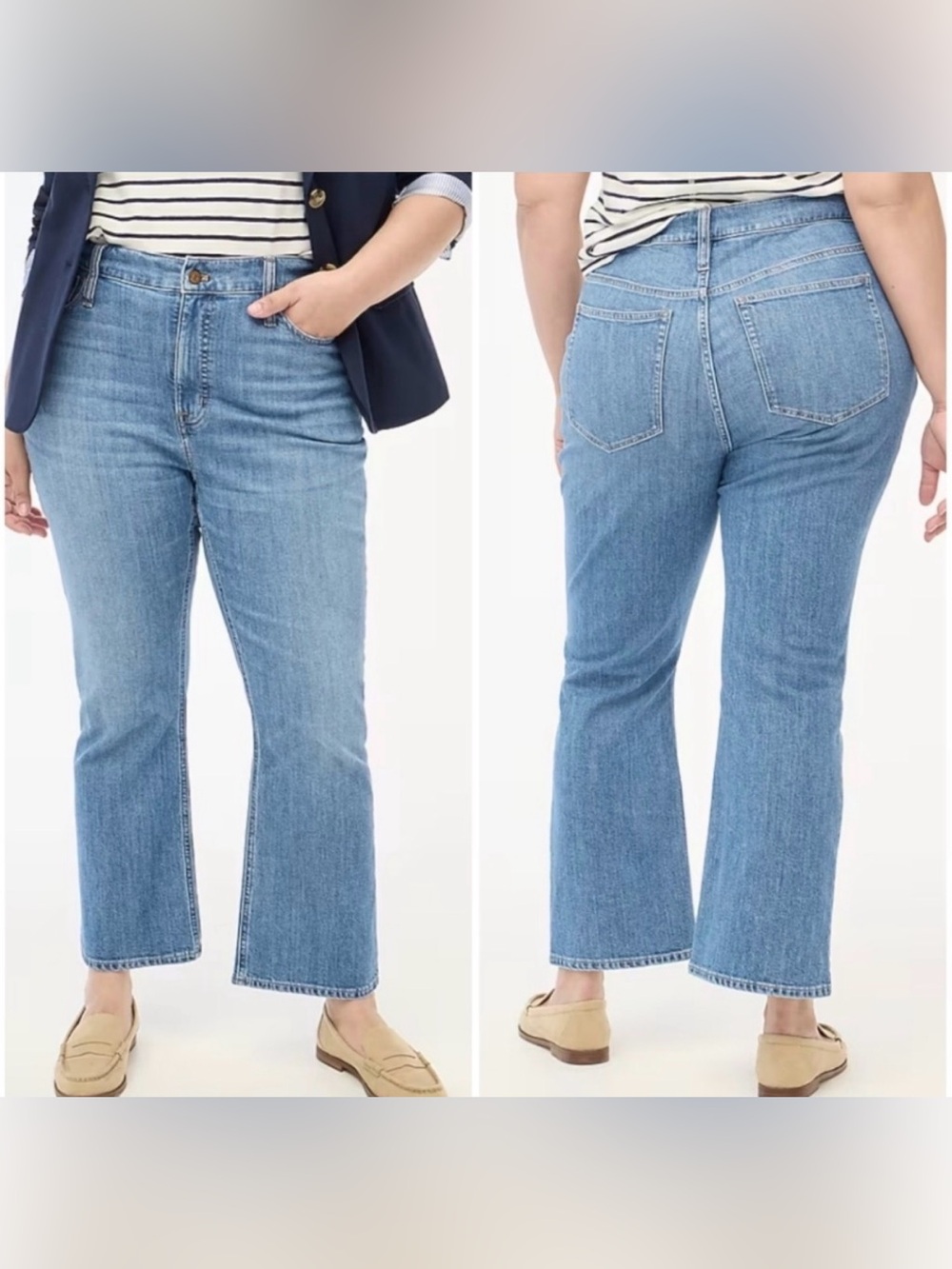 J. Crew Light Blue High-Rise Flare Crop